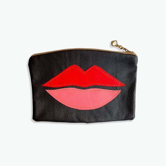 Recylced Leather Pouch Red Pink