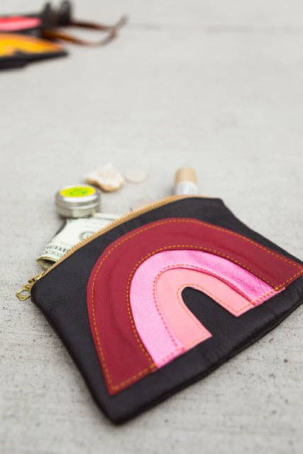 Recycled Leather Pouch Red Coral