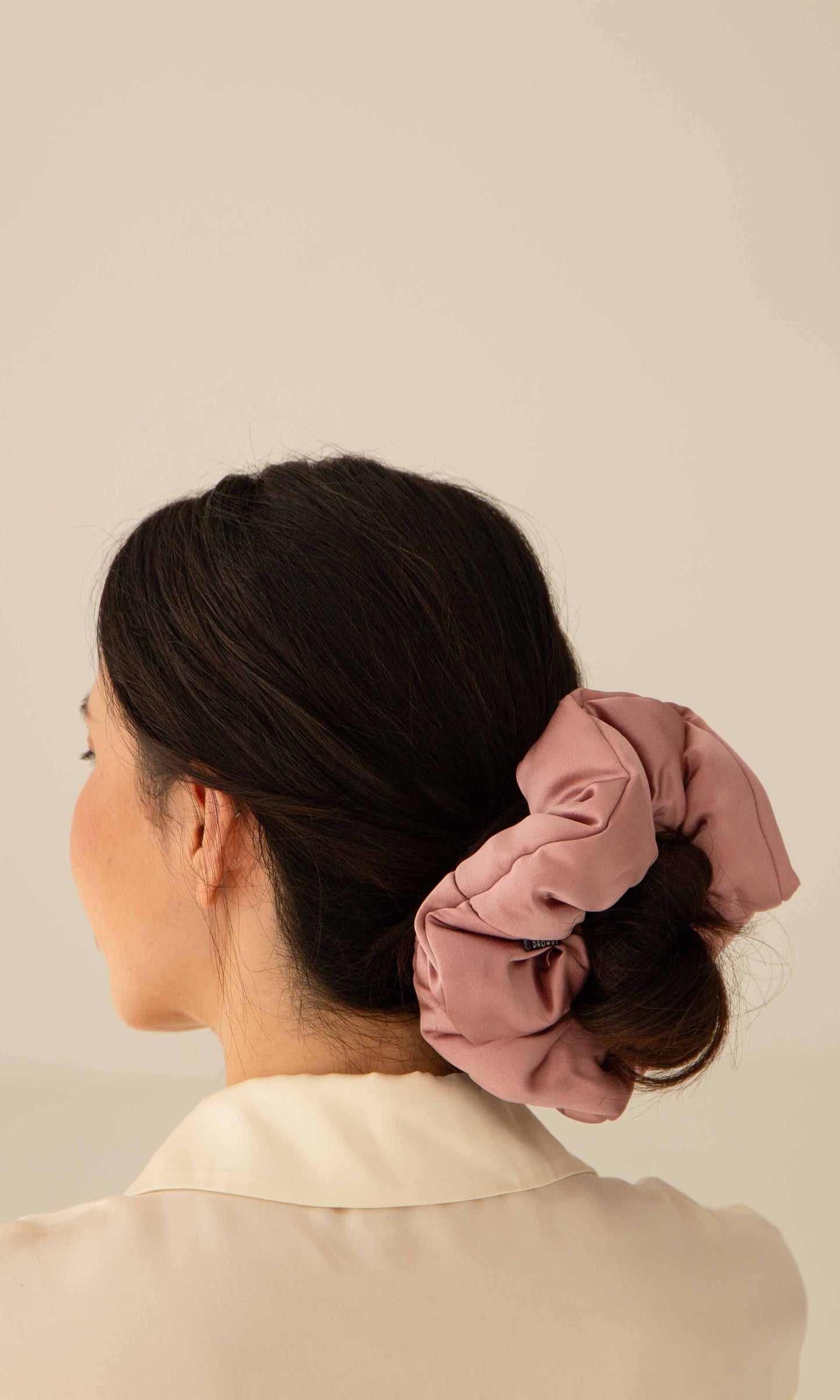 Damask Rose Silk Padded Scrunchie